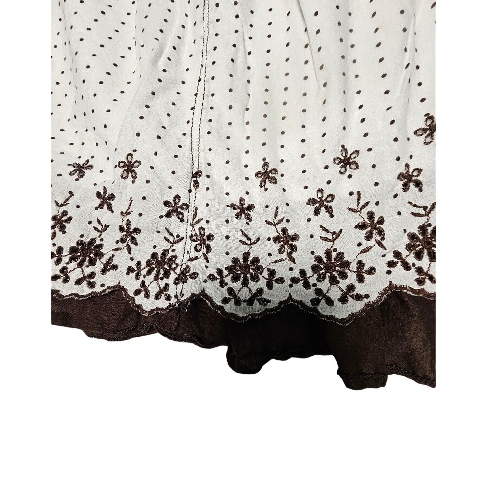 Joe Benbasset White Brown Floral Embroidered Lined Babydoll Skirt SM - Picture 5 of 11
